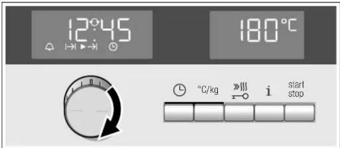 12°45 180°C °C/kg > i start stop