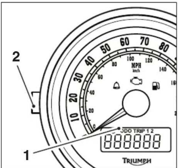 2 MPH km/h 16 0 30 40 50 60 70 80 90 100 110 120 130 140 150 160 JDO TRIP 1 2 888888 TRIUMPH