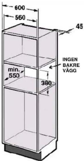 600 560 45 min. 550 380 INGEN BAKRE VÄGG