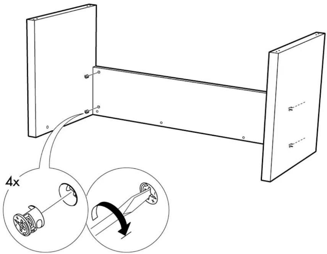 Technical diagram showing a mechanical assembly with labeled components and a 4x speed indicator for motion.