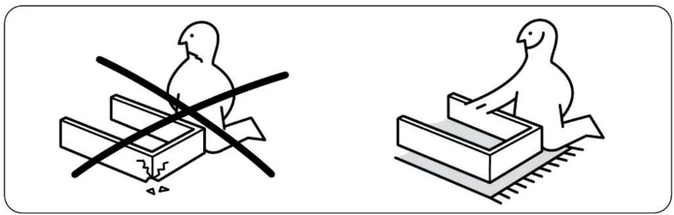 Two line drawings of birds on different platforms: one with a crosshair and the other with a bird-like structure (no text or symbols)