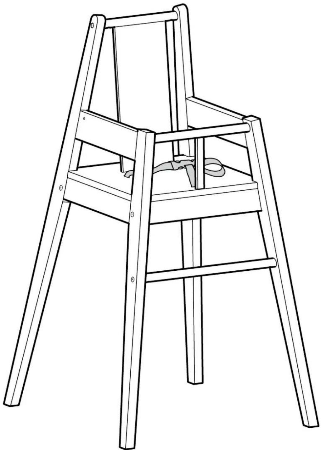Line drawing of a wooden ladder with a seat and handle, no text or symbols present
