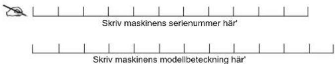 Skriv maskinens serienummer här' Skriv maskinens modellbeteckning här'