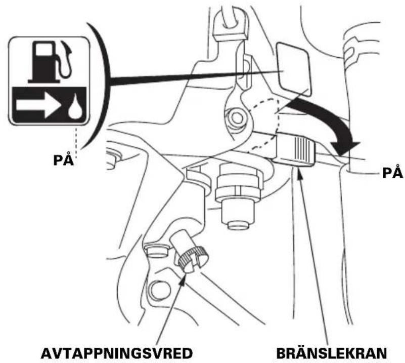 PÅ AVTAPPNINGSVRED BRÄNSLEKRAN PÅ