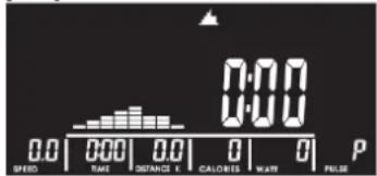 0:00 0.0 | 0:00 | 0.0 | 0 | 0 | P SPEED TIME DISTANCE X CALORIES WAIT PULSE