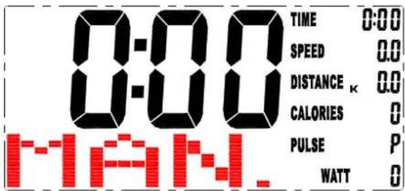 0:00 TIME 0:00 SPEED 0.0 DISTANCE κ 0.0 CALORIES 0 PULSE P WATT 0 M-1AN.