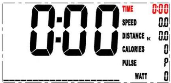 0:00 TIME 0:00 SPEED 0.0 DISTANCE κ 0.0 CALORIES 0 PULSE P WATT 0