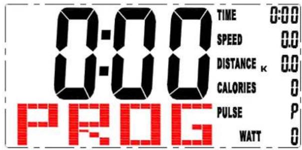 0:00 TIME 0:00 SPEED 0.0 DISTANCE k 0.0 CALORIES 0 PULSE P WATT 0 PROG