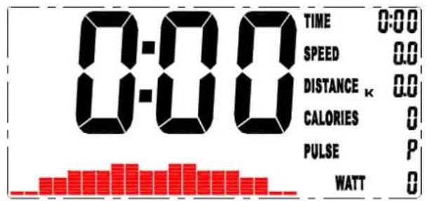 0:00 TIME 0:00 SPEED 0.0 DISTANCE κ 0.0 CALORIES 0 PULSE P WATT 0