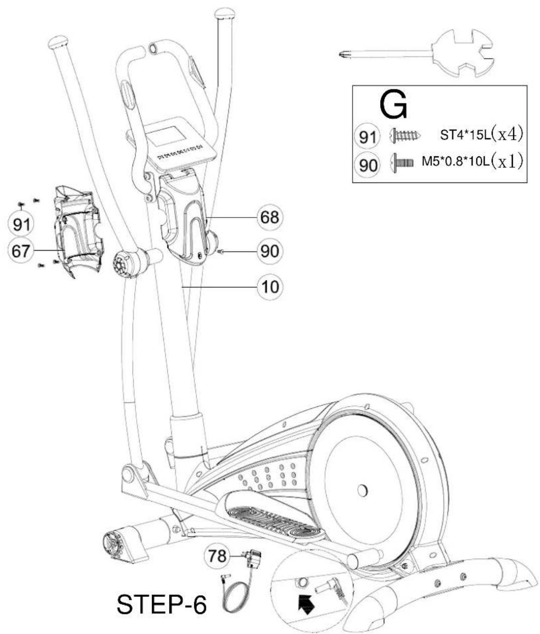 G 91 ST4*15L(x4) 90 M5*0.8*10L(x1) 91 67 68 90 10 STEP-6