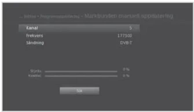 Kanal Frekvers 177500 Sändning DVB-T Styrka 0 % Kwalifik 0 % 50%