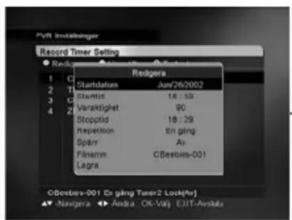 GRUNDIG DSR 6454 HD/CD - Ändra timern - 1
