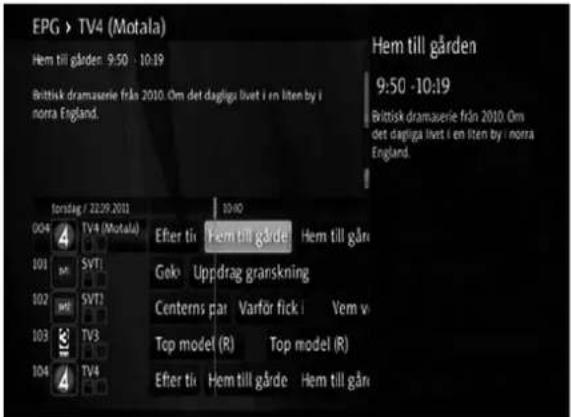 EPG > TV4 (Motala) Hem till gården: 9:50 - 10:19 Brittisk dramauerie från 2010. Om det dagliga livet i en liten by i norra England. Hem till gården 9:50 -10:19 Brittisk dramauerie från 2010. Om det dagliga livet i en liten by i norra England. Iorsdag / 22/29/2011 10/10 004 TV4 (Motala) Efter tiv Hem till gårde Hem till går 101 SVTI Geko Uppdrag granskning 102 SVTI Centerns par Varför fick i Vem vi 103 TV3 Top model (R) Top model (R) 104 TV4 Efter tiv Hem till gårde Hem till går
