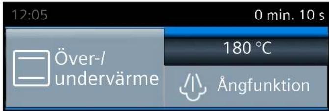 12:05 0 min. 10 s Över-/undervärme 180 °C Ångfunktion
