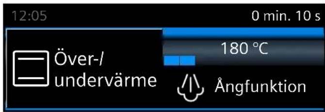 12:05 0 min. 10 s Över-/undervärme 180 °C Ångfunktion