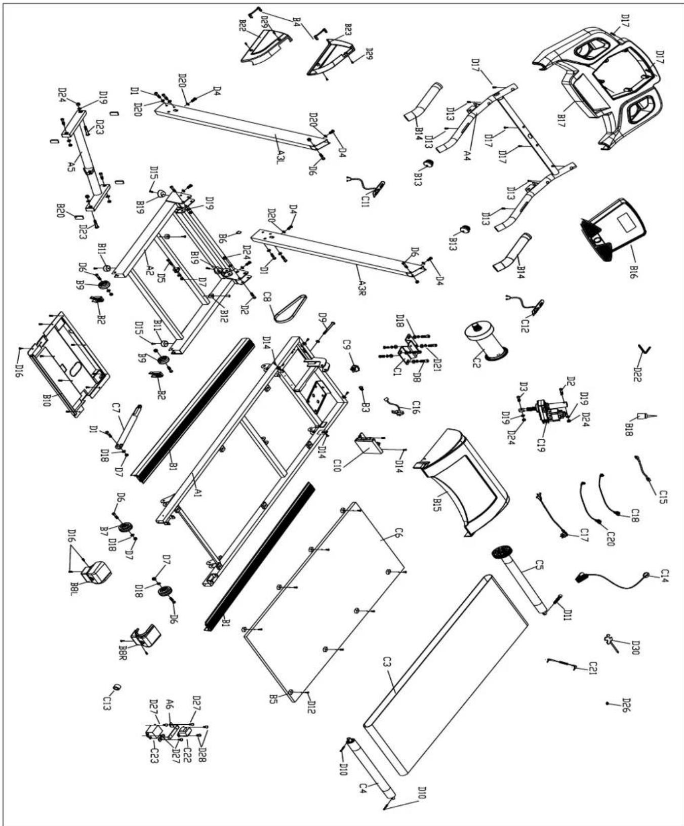 Exerfit 440 Runner - ÖVERSIKTSDIAGRAM - 1