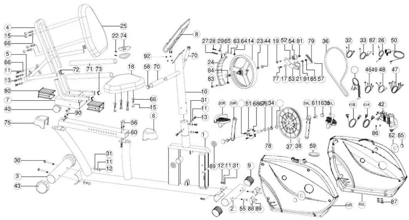 Exerfit 595 RB Magnetic - ÖVERSIKTSDIAGRAM - 1