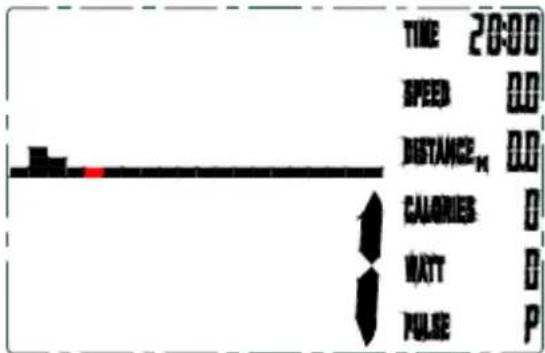 TIME 20:00 SPEED 0.0 DISTANCE_M 0.0 CALORIES 0 WATT 0 PULSE P