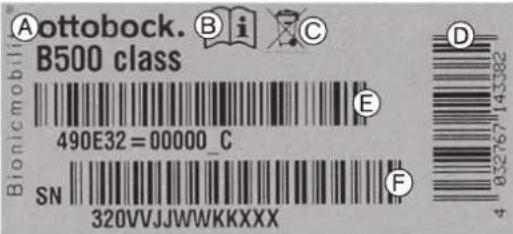 Ottobock B500 Advanced - Typskylt - 1