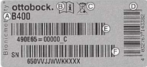 Ottobock B400 - Typskylt - 1