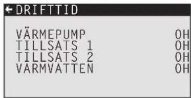 DRIFTID VÄRMEPUMP OH TILLSATS 1 OH TILLSATS 2 OH VARMVATTEN OH