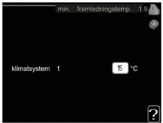 min. framledningstemp. 1.9 klimatsystem 1 15 °C