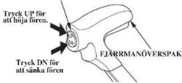 Tryck UP för att höja fören. Tryck DN för att sänka fören FJÄRRMANÖVERSPAK