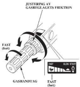 JUSTERING AV GASREGLAGETS FRIKTION FAST (fort) GASHANDTAG FAST (BLOW START) FAST (fort)