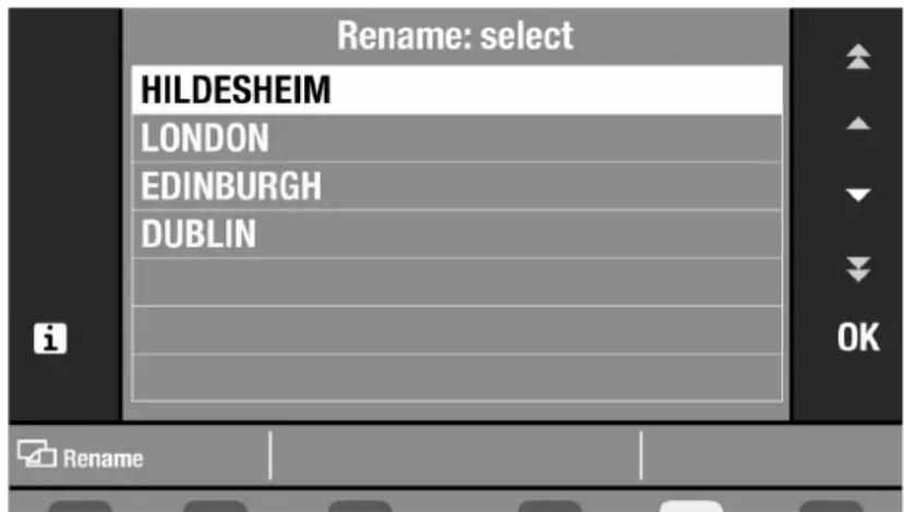 Rename: select HILDESHEIM LONDON EDINBURGH DUBLIN i OK Rename