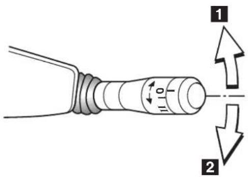 Diagram showing a mechanical component with labeled parts and directional arrows indicating motion or force directions.