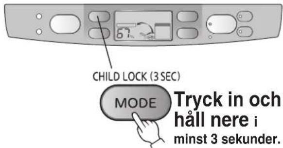 CHILD LOCK (3 SEC) MODE Tryck in och håll nere i minst 3 sekunder.