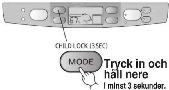 CHILD LOCK (3 SEC) MODE Tryck in och håll nere i minst 3 sekunder.