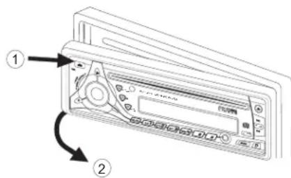 Diagram of a device with labeled parts and directional arrows indicating rotation or adjustment.