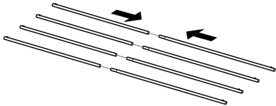 Diagram showing multiple parallel lines with arrows indicating direction, no text or symbols present
