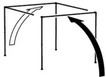 Simple line drawing of a curved structure with vertical supports and an arrow indicating direction (no text or symbols)
