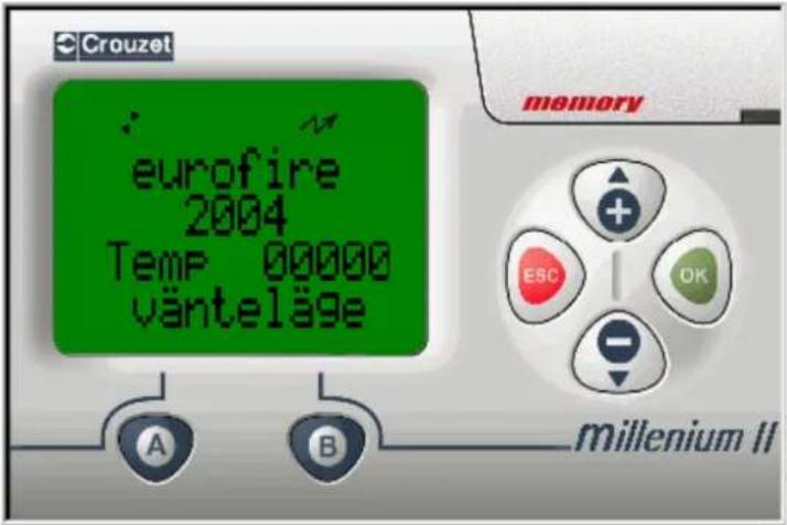 Crouzet eurofire 2004 Temp 00000 vänteläge memory ESC OK A B millenium II
