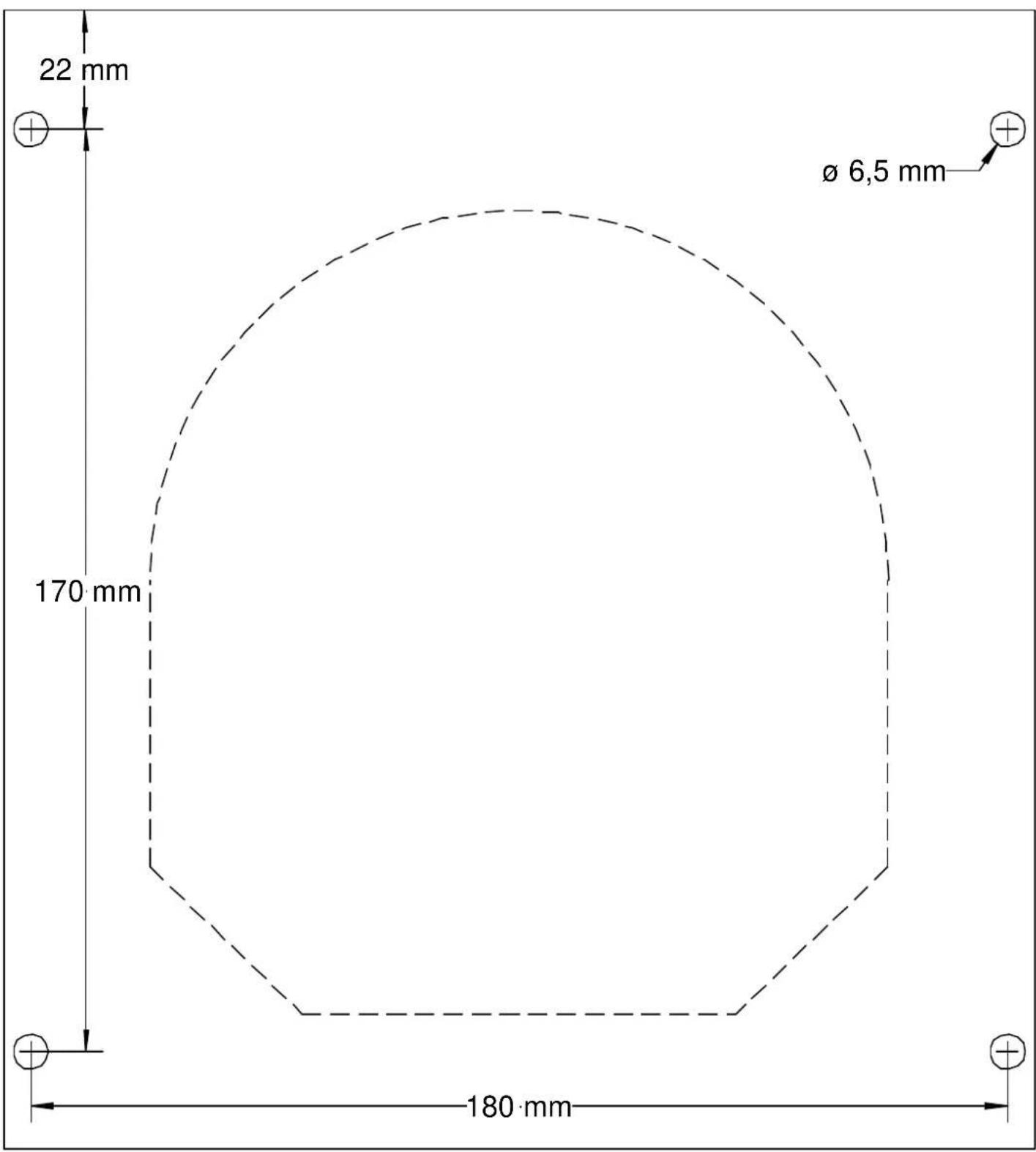 22 mm Ø 6,5 mm 170 mm 180 mm