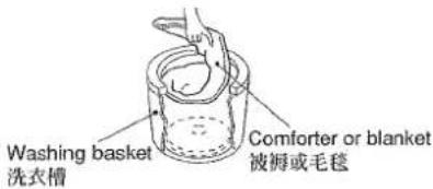 Washing basket 洗衣槽 Comforter or blanket 被褥或毛毯