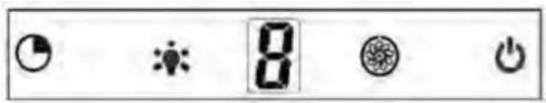 Control panel with icons for display, reset, numeric display, gear shift, and power button