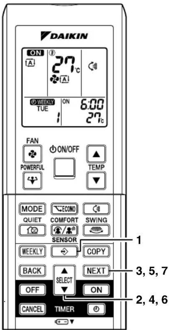 DAIKIN FTXL25G2V1B - Tryck på "SELECT" för att välja önskad timerfunktion. - 2