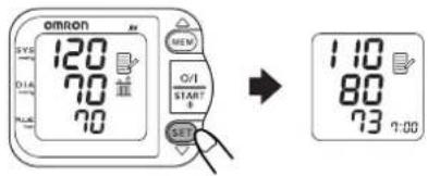 omron 120 70 70 MEM O/I START # SET 110 80 73 7:00