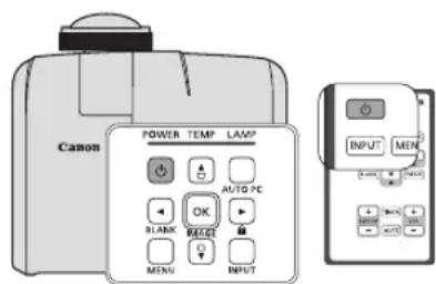 Canon POWER TEMP LAMP AUTO PC OK BLANK RESET MEN+ INPUT MEN
