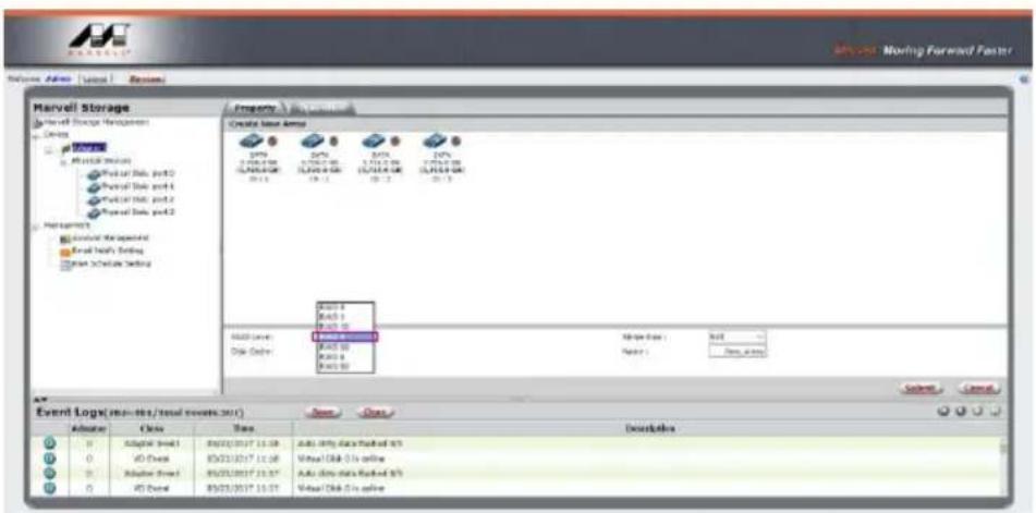Marvell Storage Real Storage Management Design Source: MPCOS Services Physical Data port 0 Physical Data port 1 Physical Data port 2 Performance Functional Management External Data Setting System Schedule Setting Create User Arms GPs 3,756.80 3,756.80 3,756.80 3,756.80 3,756.80 3,756.80 3,756.80 3,756.80 3,756.80 3,756.80 3,756.80 3,756.80 MPCOS Server Data Center MPCOS 10 MPCOS 11 MPCOS 12 Event Log (real-time/total events.201) Address: Clos Data Details 0 Adapter Sheet1 05/23/2017 15:09 0 VD Check 05/23/2017 15:09 0 Adapter Sheet1 05/23/2017 15:09 0 VD Check 05/23/2017 15:09 Auto Only data returned 95% Virtual Disk Dia online Auto Only data returned 95% Virtual Disk Dia online