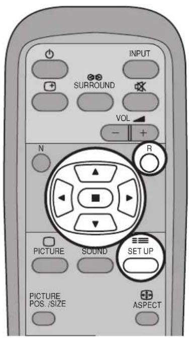 INPUT SURROUND VOL N R PICTURE SOUND SET UP PICTURE POS./SIZE ASPECT
