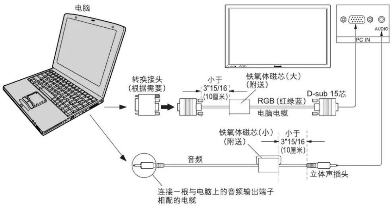 PANASONIC TH-42PWD5C2Y - 如何连接 PC(电脑)输入端子 - 1
