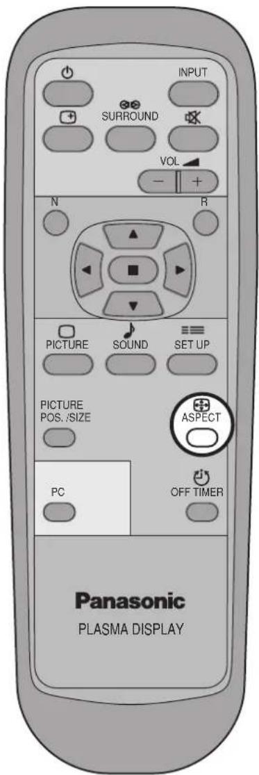 INPUT SURROUND VOL N R PICTURE SOUND SET UP PICTURE POS. /SIZE ASPECT PC OFF TIMER Panasonic PLASMA DISPLAY