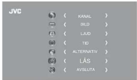 JVC 〈 KANAL > 〈 BILD > 〈 LJUD > 〈 TID > 〈 ALTERNATIV / 〈 LÄS > 〈 AVSLUTA >