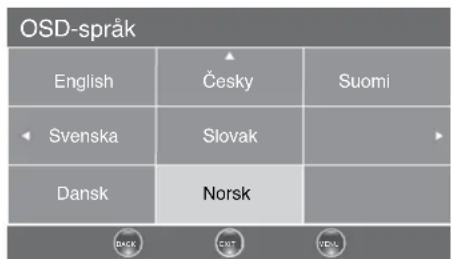OSD-språk English Česky Suomi Svenska Slovak Dansk Norsk DAGK CNT VDA