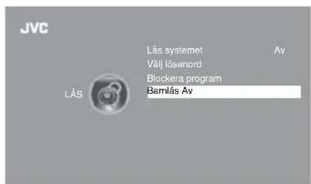 JVC Lås systemet Av Väll lösenord Blockera program Bamlás Av