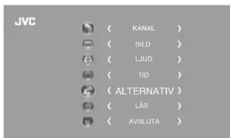 JVC 〈 KANAL 〉 〈 BILD 〉 〈 LJUD 〉 〈 TID 〉 〈 ALTERNATIV 〉 〈 LÁS 〉 〈 AVSLUTA 〉
